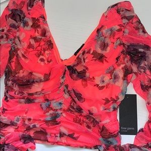 Mesh, Ruched Floral Crop Top!